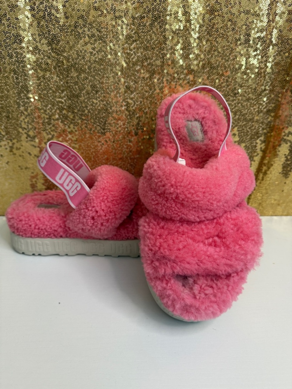 UGG Kids Fluff Cozy Slide Sandal - Hot Pink